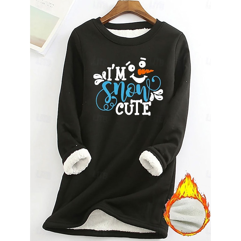 Women's Pullover Sweatshirt Graphic Letter Warm Casual Fuzzy Long Sleeve Round Neck Regular Tops Street Casual Light Pink Black Dark Pink Blue Spring Fall Winter2