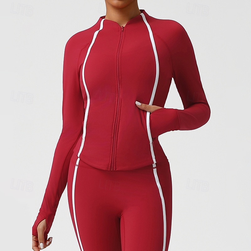 Women's Solid Colored Tennis Shirt Stylish Moisture Wicking Breathable Tennis Pickleball Running Shirt Winter Black Wine Red Tennis Clothing