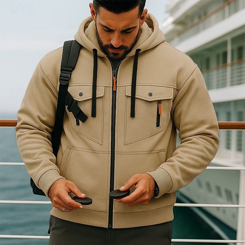 Men's Hoodie Quarter Zip Hoodie Fleece Hoodie Tactical Hoodie Black Army Green Navy Blue Khaki Light Grey Hooded Plain Zipper Sports & Outdoor Casual Daily Streetwear Cool Sportswear Spring & Fall