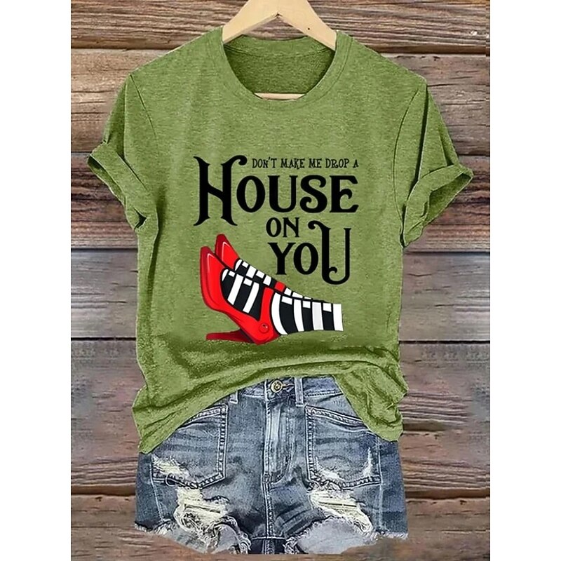 Halloween Women's Poker Ace of Spades T Shirt Graphic Letter Vintage Stylish Classic Short Sleeve Crew Neck Regular Tops Daily Weekend Print Black White Pink Red Blue Summer Spring