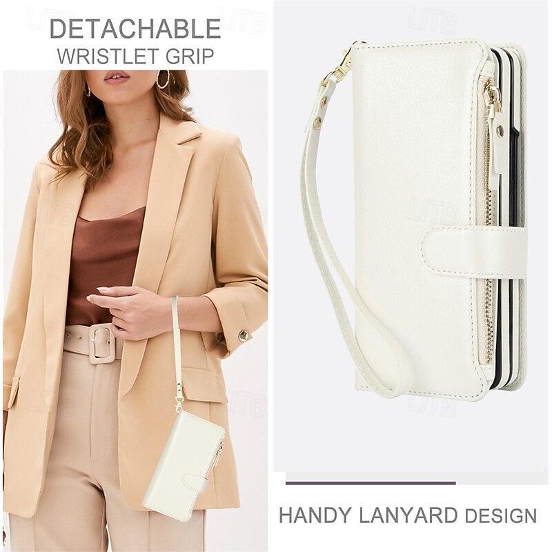 Phone Case For Samsung Galaxy Z Fold 7 Z Fold 6 Z Fold 5 Z Fold 4 Wallet Case Zipper with Wrist Strap Card Slot Retro PC PU Leather3