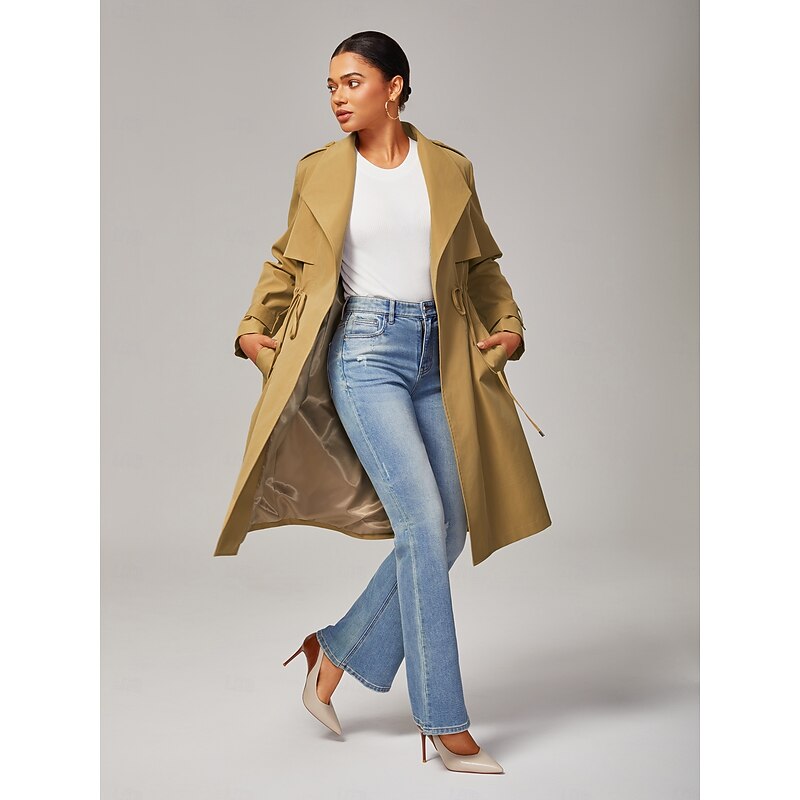 Women's Girlfriend Jeans Cotton Stretch Flared Jeans High Waist Frayed Hem Casual Denim Pants Stylish Comfortable Versatile Daily Work Fall2