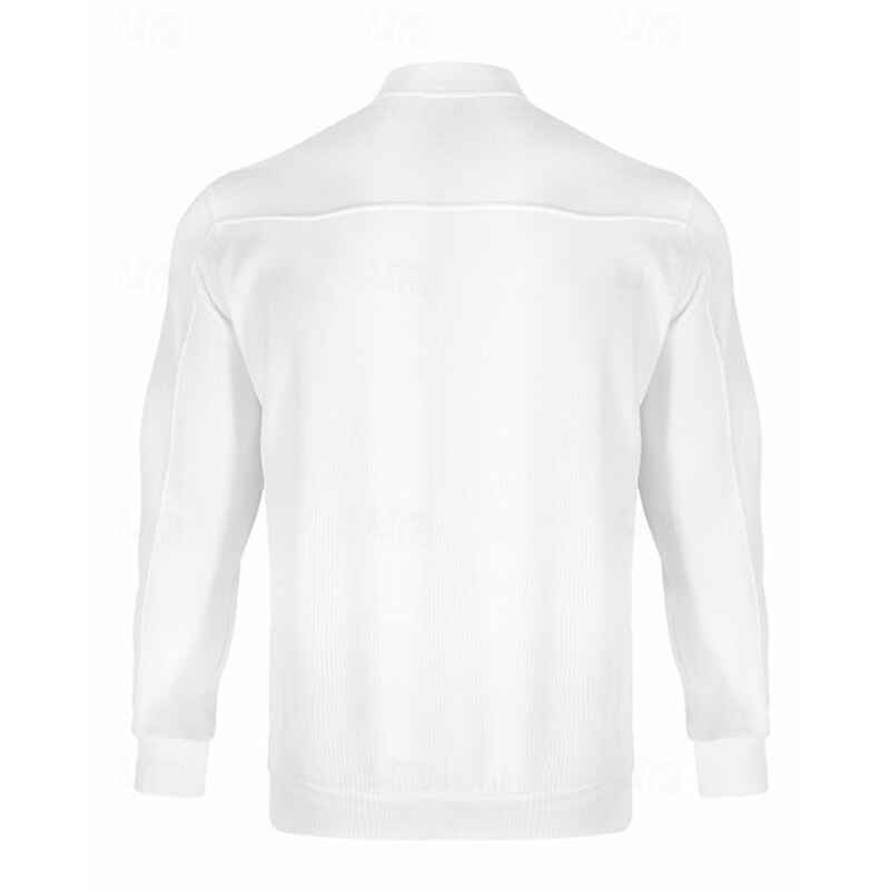 Men's Waffle Jacket Winter Jacket Fleece Jacket Casual Jacket Vacation Daily Thermal Warm Pocket Fleece Fall Winter Plain Fashion Streetwear Stand Collar Regular Camel Black White Orange Light Grey4