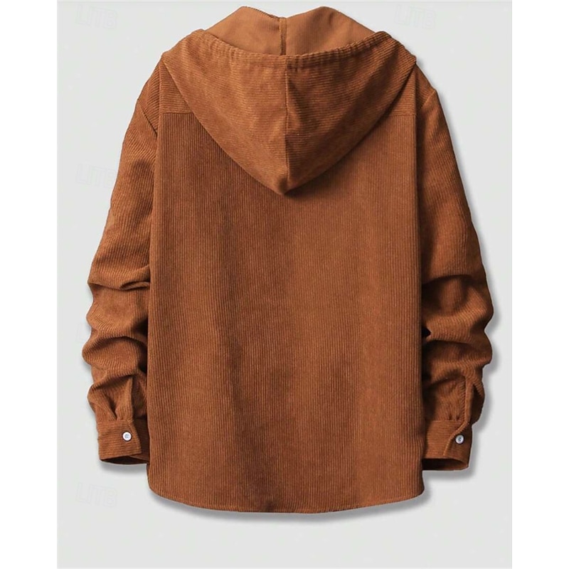 Men's Lightweight Jacket Cargo Jacket Casual Jacket Vacation Daily Warm Pocket Spring Fall Plain Fashion Classic Hooded Regular Brown Green Jacket2