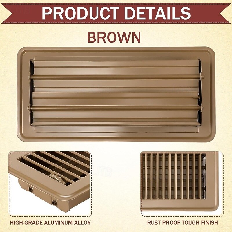 Heavy-Duty 4" x 10" Floor Vents Registers - Walkable Premium Finish Sidewall Floor Register with Easy Adjust Air Supply Lever for Home, Office or Ceiling Installation - Durable and Sturdy Design3