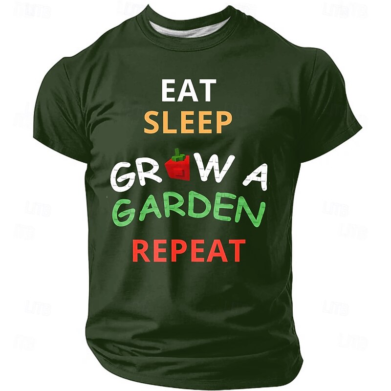 Men's Gardening T-Shirt: Eat Sleep Grow a Garden Repeat Graphic Tee - Hobby & Lifestyle Gift2