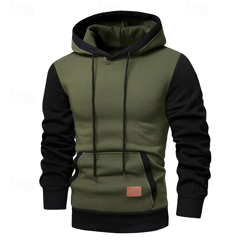 Men's Hoodie Pullover Hoodie Sweatshirt Fleece Hoodie Wine Army Green Navy Blue Gray Hooded Color Block Patchwork Color Block Casual Daily Sports Polyester Streetwear Cool Sportswear Fall Winter2