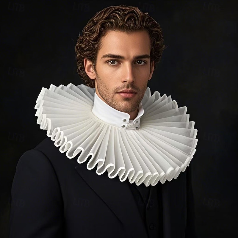 Rococo Victorian Renaissance Elizabethan Ruffle Collar Vampire Circus Clown Fancy Dress Unisex Halloween Carnival Performance LARP Ren Faire Adults Collar All Seasons
