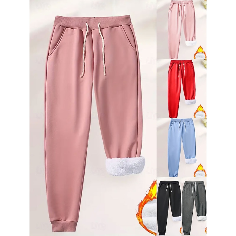 Women's Sweatpants Fleece Pants Down Pants Vacation Vintage Ethnic Style Full Length High Waist Graphic Plain Drawstring Micro-elastic Outdoor Home Daily Dark Pink Black Pink Red Summer Spring Fall