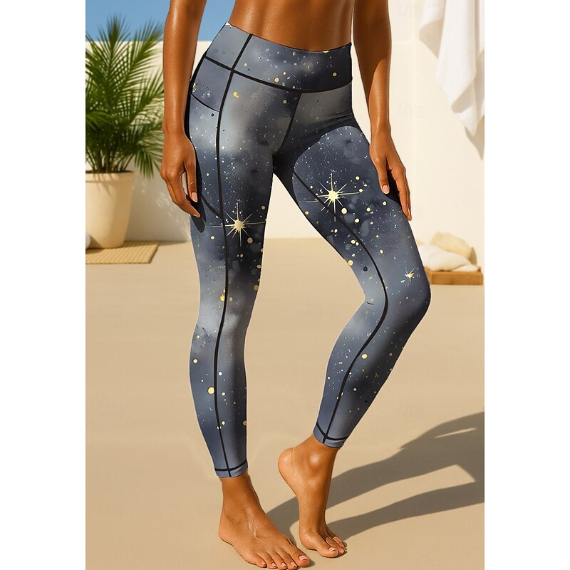 Women's pilates leggings fitness pants Gym Leggings Pockets Stamp Duty Side Pockets Pilates Gym Gym Workout Pants Tights Leggings Graphic Tie Dye Color Gradient Sillver Gray Sports Activewear Stretchy2