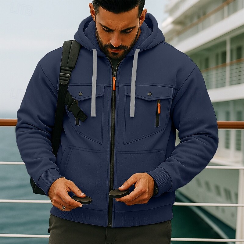 Men's Hoodie Quarter Zip Hoodie Fleece Hoodie Tactical Hoodie Black Army Green Navy Blue Khaki Light Grey Hooded Plain Zipper Sports & Outdoor Casual Daily Streetwear Cool Sportswear Spring & Fall2