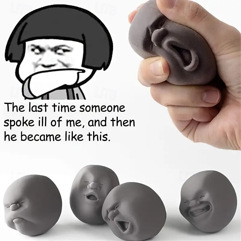 2 pcs Fun Face Balls, Black with Sad and Happy Expressions, Stress Relief Toy for Teens and Adults, Perfect Christmas Stocking Stuffer, Random Style2