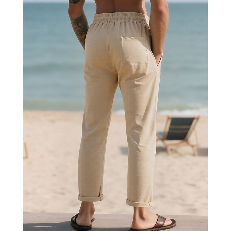 Men's Sweatpants Trousers Pleated Pants Drawstring Pocket Elastic Waist Plain Comfort Sports Outdoor Daily Fashion Casual ArmyGreen Black Micro-elastic4