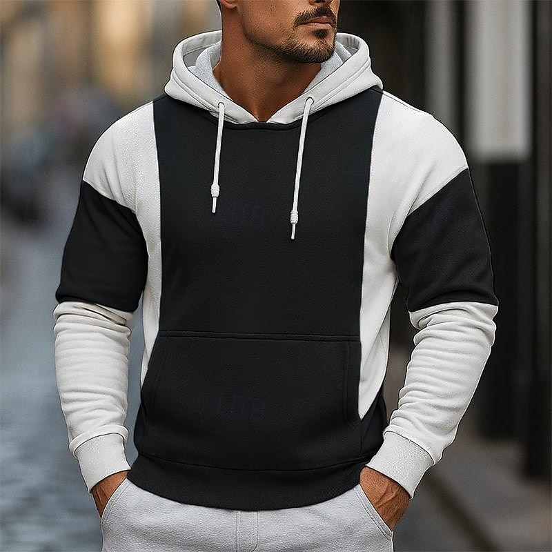 Men's Hoodie Pullover Hoodie Sweatshirt Black Red Gray Hooded Plain Patchwork Color Block Sports & Outdoor Casual Daily Streetwear Cool Sportswear Spring &  Fall Clothing Apparel Hoodies Sweatshirts3
