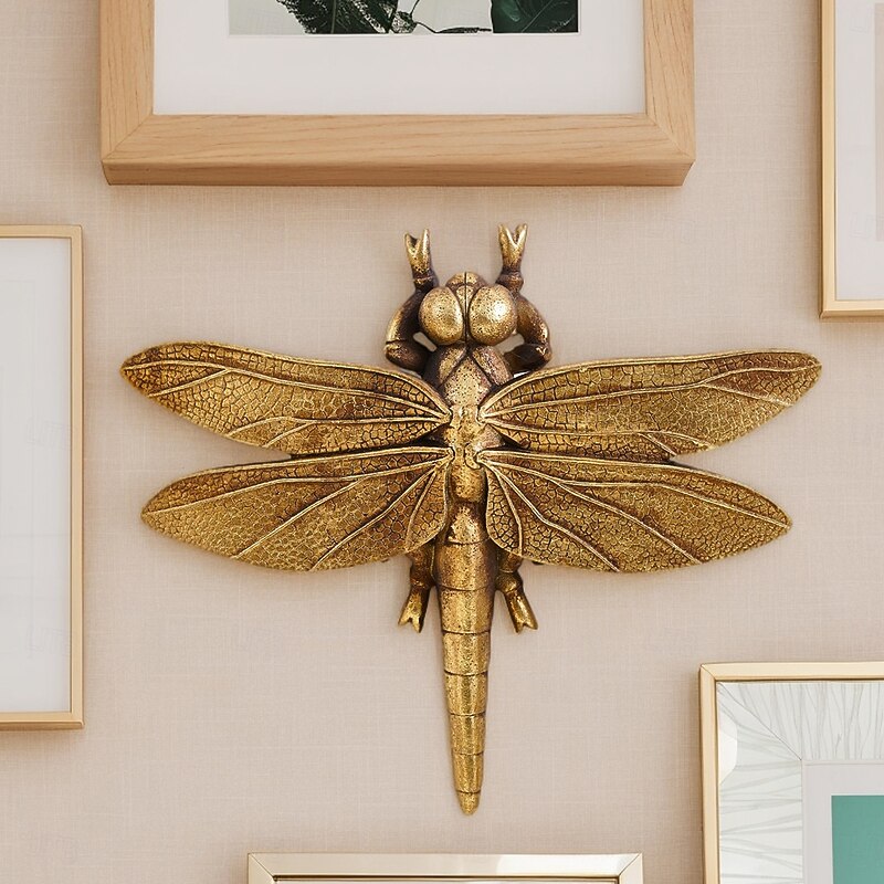 Gold Resin Dragonfly Wall Decor, Handmade Insect Art Sculpture for Home Decoration, Creative Hanging Ornament for Insect Lovers, Party, Insectarium & Gallery Display4