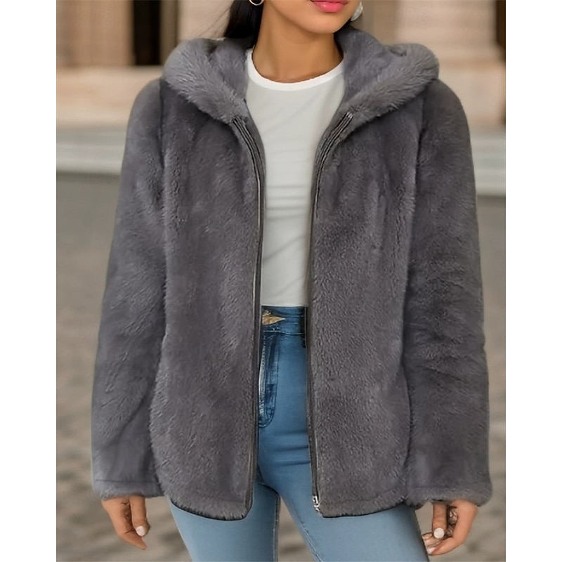 Women's Casual Jacket Warm Comfortable Zipper Pocket Fashion Outdoor Plain Going out Weekend Zipper Regular Hooded Regular Fit Long Sleeve Outerwear Black Green Khaki Fall Winter3