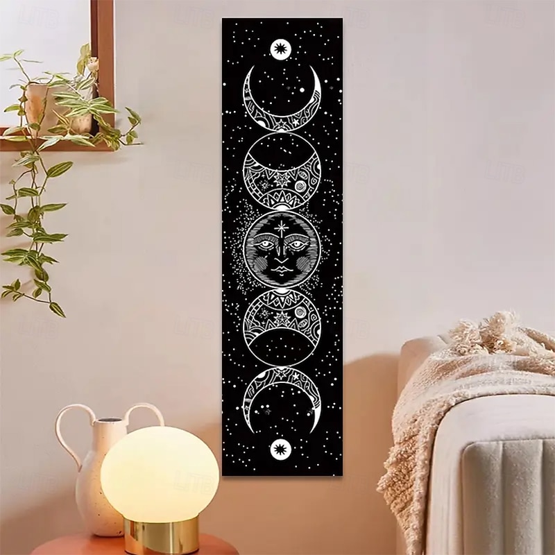 Tapestry Banners Long Vertical Wall Hanging Moon Sun Boho Bedroom Living Room Dorm Wall Porch Home Decor3