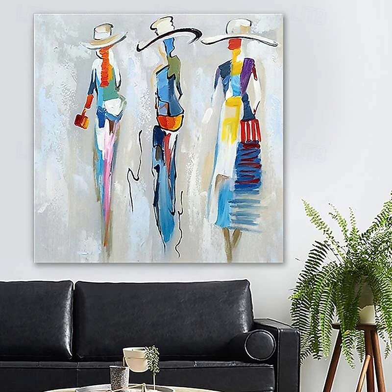Hand Painted Oil Painting On Canvas,Woman'S Stick Figure ,Vintage Old Large Size Abstract Pattern, Suitable For Vertical Hanging In Office Home Hotel Cafe Wall Decorations, Adult Gifts4
