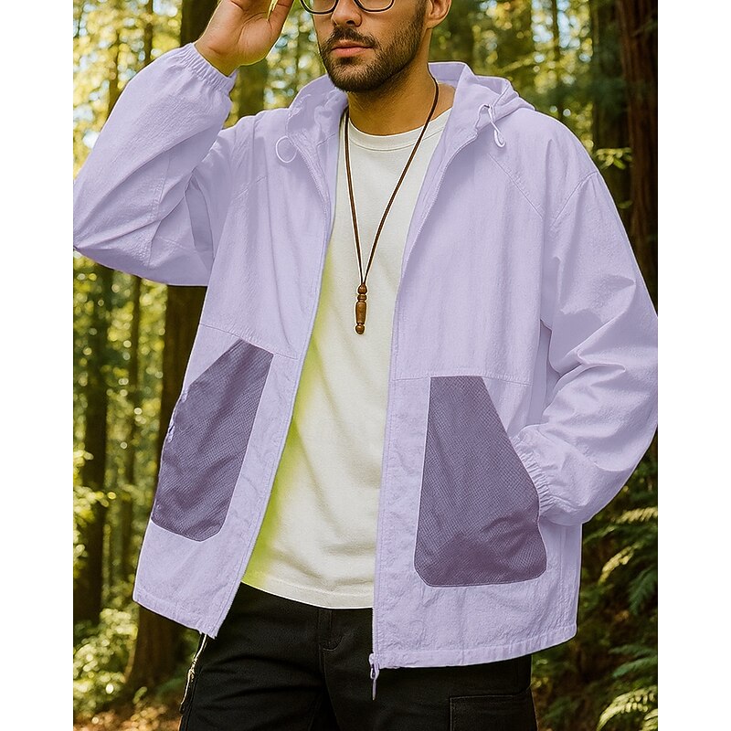 Men's Windbreaker Softshell Jacket Hiking Jacket Outdoor Waterproof Windproof Hiking Outfits Hiking Clothes Spring Autumn / Fall Top Camping / Hiking / Caving Running White Purple Green4