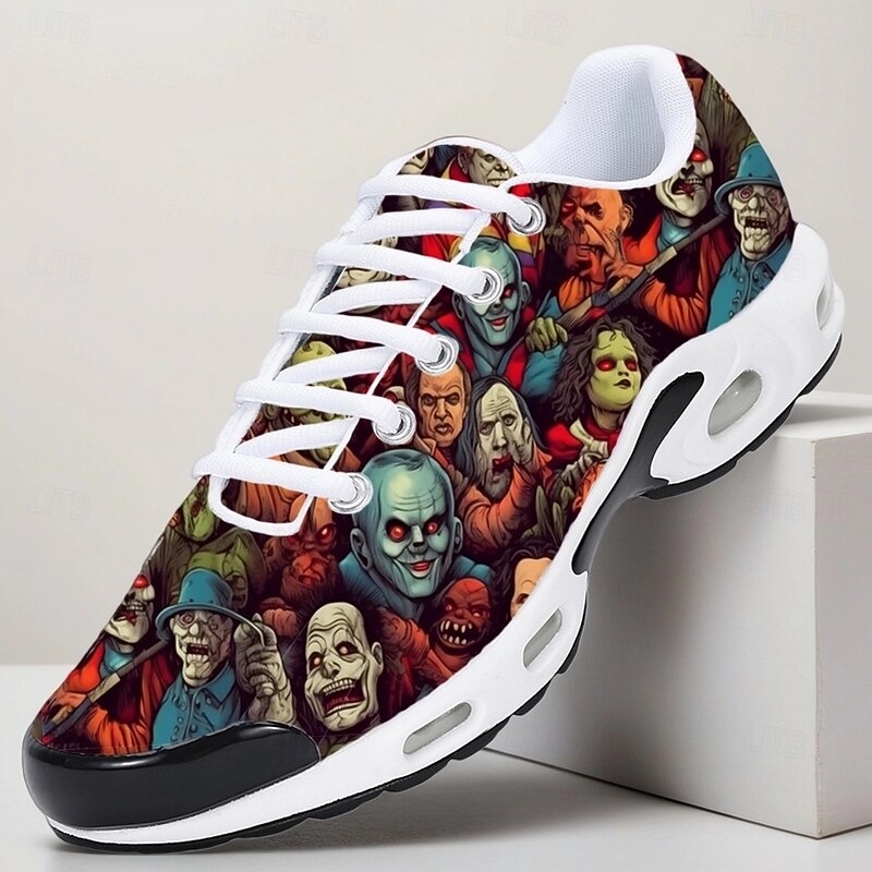 Men's Horror Mask Print Halloween Sneakers – Colorful Graphic Lace-Up Shoes for Spooky Party, Cosplay and Festival2