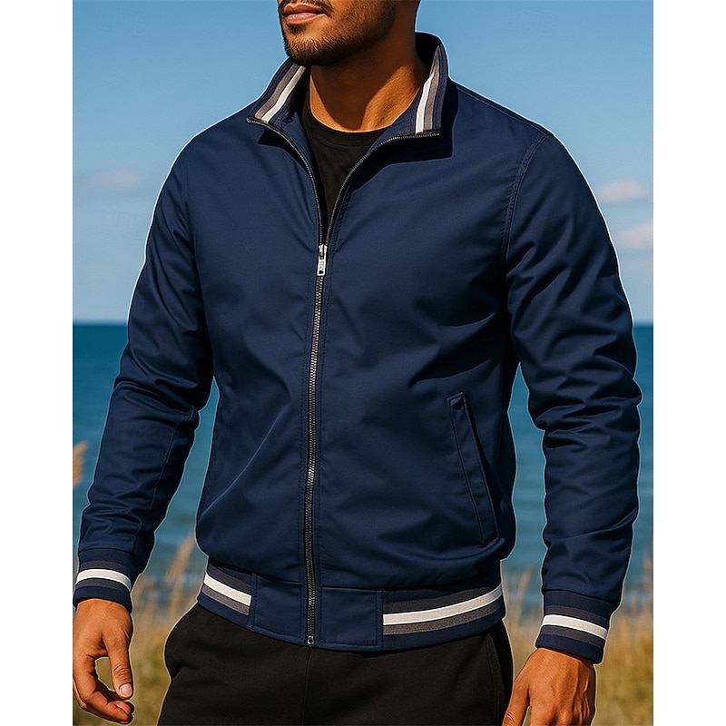 Men's Outdoor Jacket Hiking Jacket Outdoor Waterproof Windproof Hiking Outfits Hiking Clothes Spring Autumn / Fall Jacket Hunting Fishing Climbing Stripes Black White Yellow4