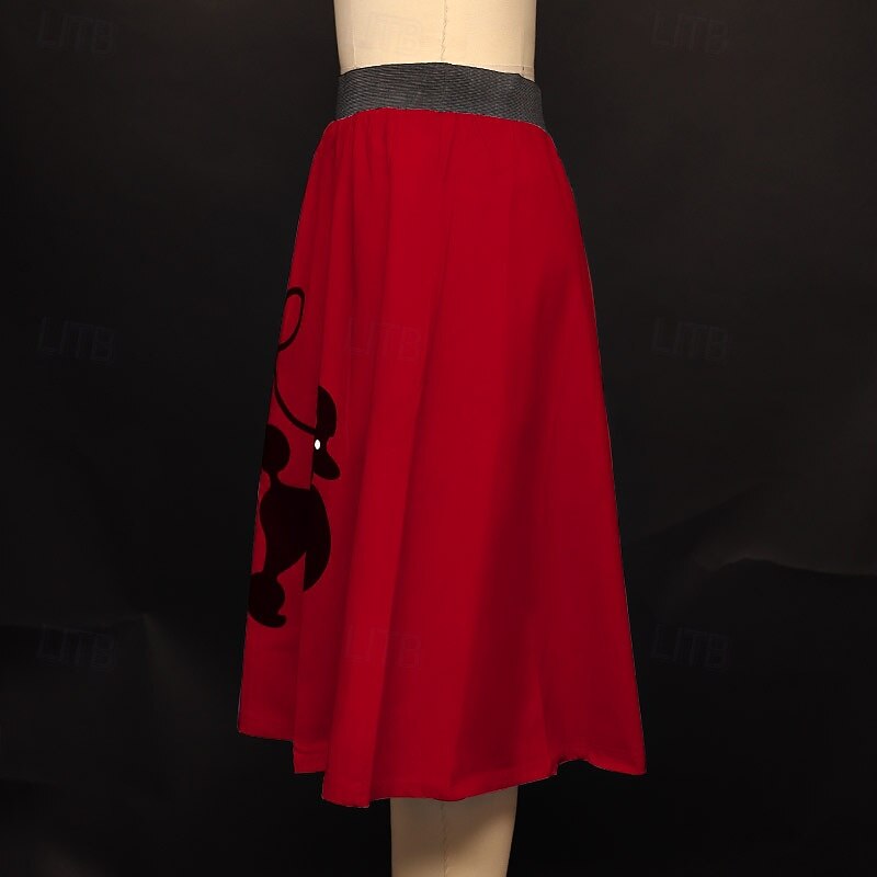 Retro Vintage 1950s Grease Outfits Skirt Poodle Skirts Printing Fancy Dress Women's Carnival Masquerade Casual Daily Bachelorette Party Adults' Skirt3