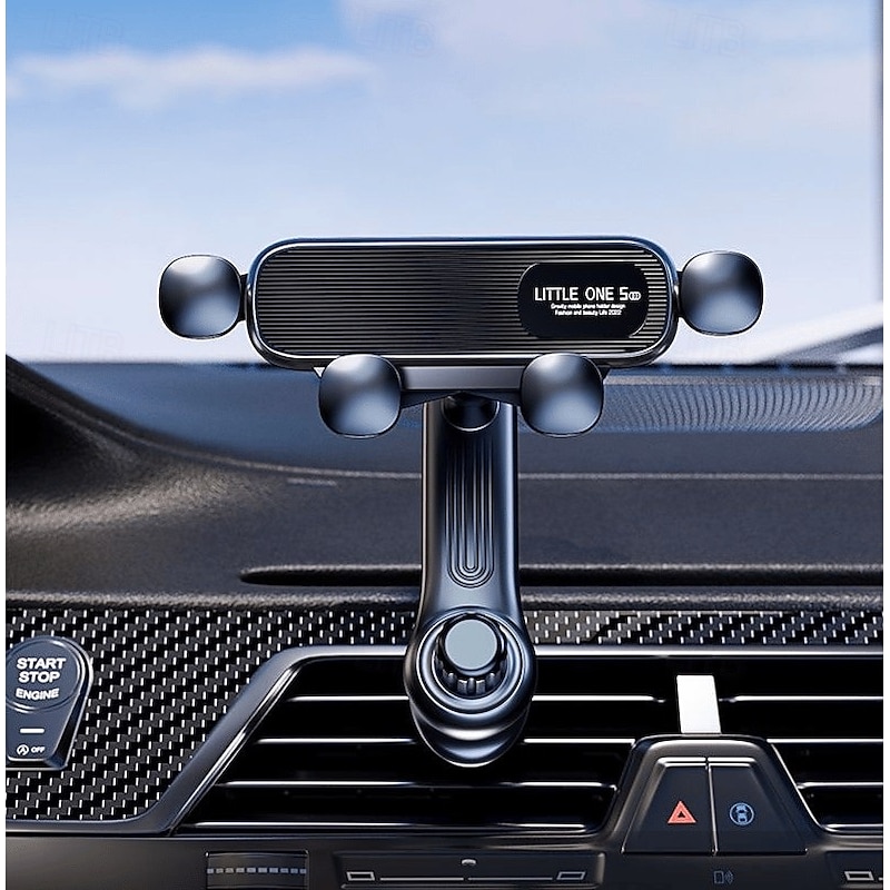 Rotatable Car Phone Holder Air Vent Mount Gravity Retractable Invisible Car Stand for Mobile Phone GPS Navigation Secure Stable Adjustable Automotive Accessory