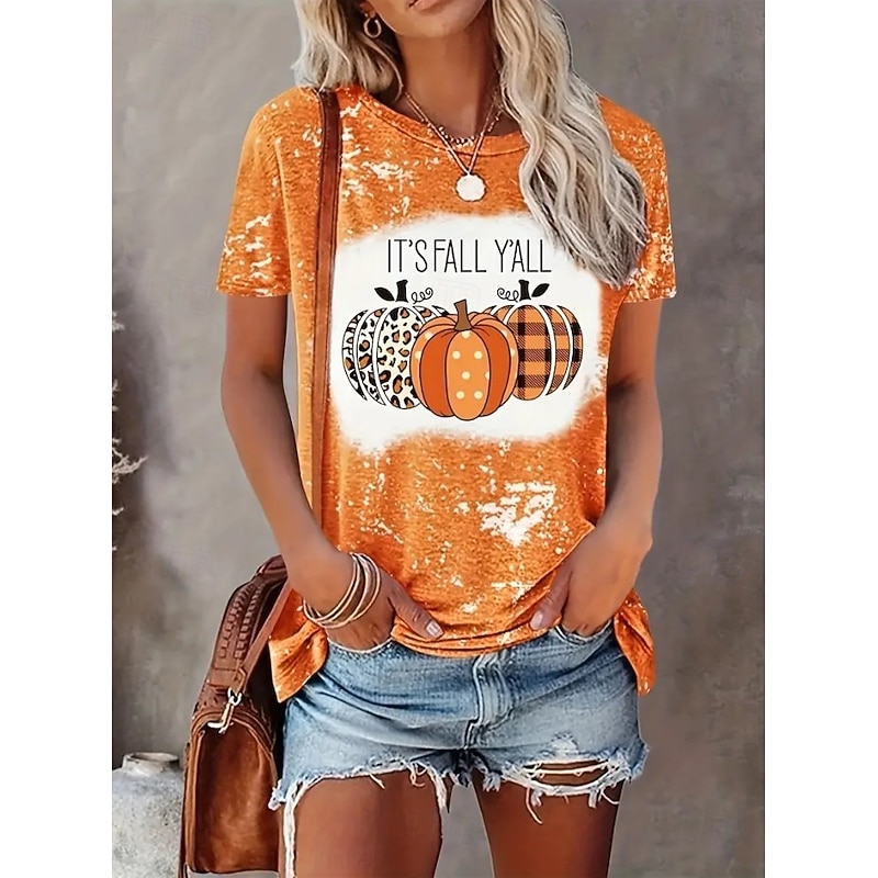 Halloween Women's T shirt Monster Graphic Stylish Classic Casual Short Sleeve Crew Neck Round Neck Regular Tops Daily Going out Weekend Print Black Orange Dark Gray Summer Spring Teasing husband3