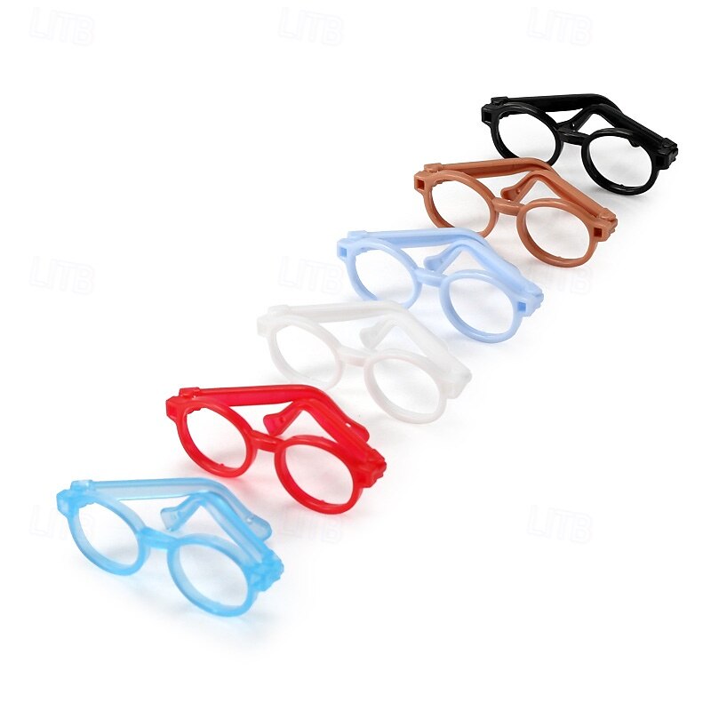 6 Pack Glasses for Labubu Dolls Set of 5 Mini Doll Glasses for 3.94-6.69 Inch (10-17 cm) Dolls without Lenses for Crafts Dolls Clothing Accessories4