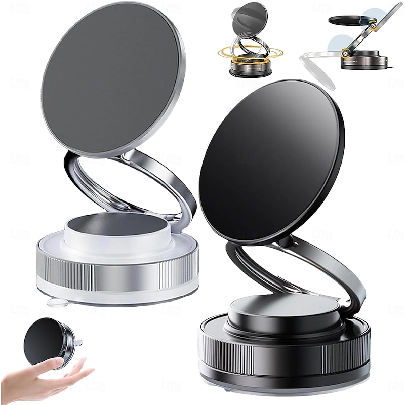 360 Degree Adjustable Vacuum Magnetic Phone Holder Hands-Free Foldable Suction Cup Phone Mount MagSafe Cell Phone Holders for Your Car/Gym/Mirror Mount for iPhone & Android