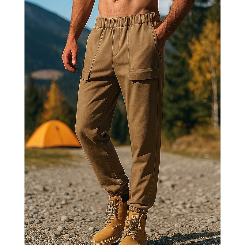 Men's Hiking Pants Trousers Fleece Pants Thermal Pants Jogger Pants Winter Outdoor Regular Fit Thermal Warm Bottoms Pocket Black Army Green Camping / Hiking Running S M L XL XXL