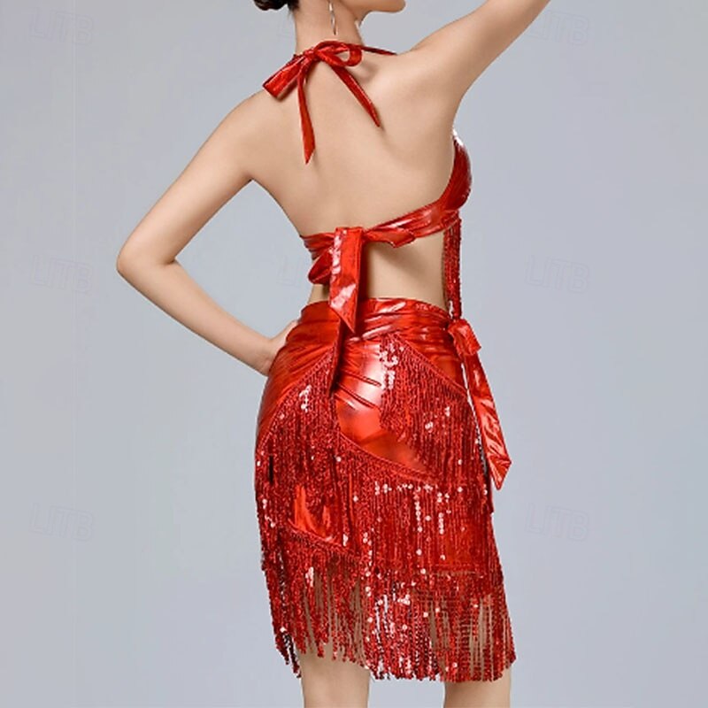 Exotic Dancewear Skirts Tassel Women's Performance Daily Wear Sleeveless Dropped Sequined2