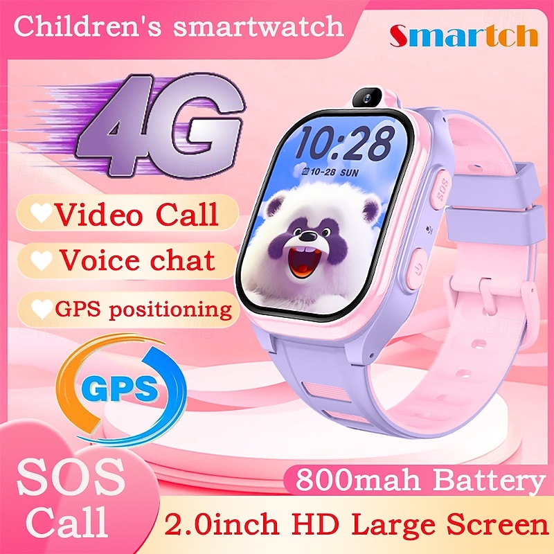 AS10 Smart Watch 2 inch Kids Smartwatch Phone 3G 4G 3G Pedometer Call Reminder Activity Tracker Compatible with Android iOS Kid's GPS Long Standby Hands-Free Calls IP68 18mm Watch Case