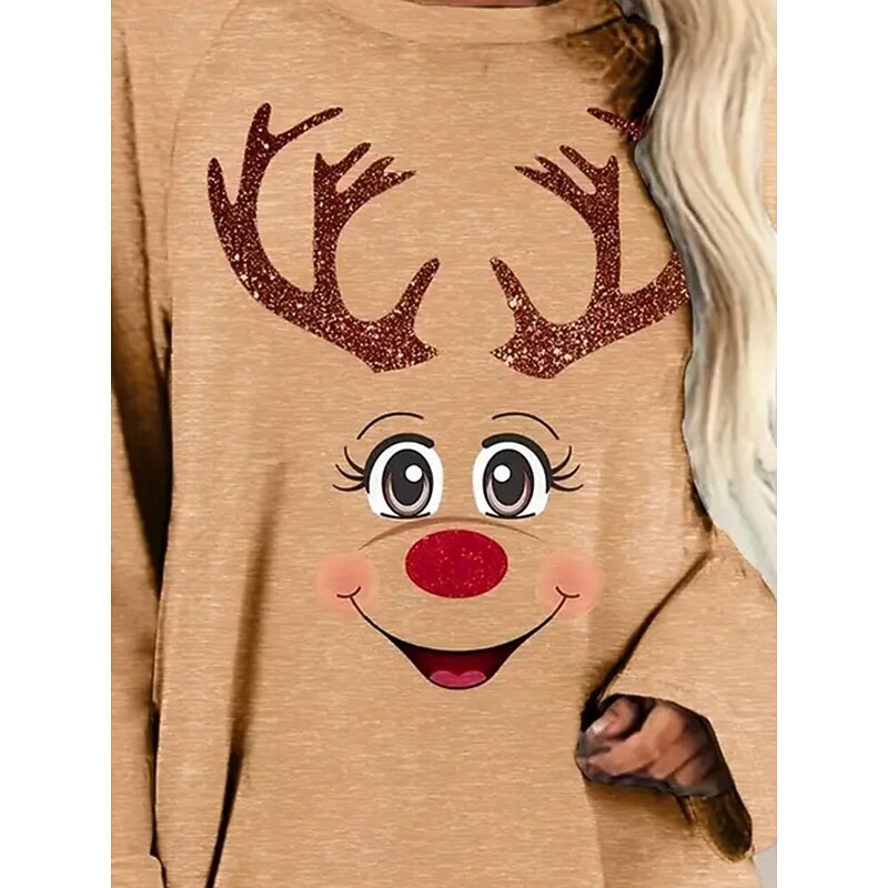 Women's T Shirt Graphic Animal Vintage Cute Stylish Long Sleeve Crew Neck Round Neck Regular Tops Daily Print Khaki Spring Fall Winter3