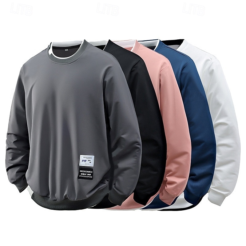 Men's Sweatshirt Pullover Hoodie Sweatshirt Pullover Black White Pink Blue Gray Crew Neck Plain Patchwork Sports & Outdoor Casual Daily Streetwear Cool Sportswear Spring &  Fall Clothing Apparel