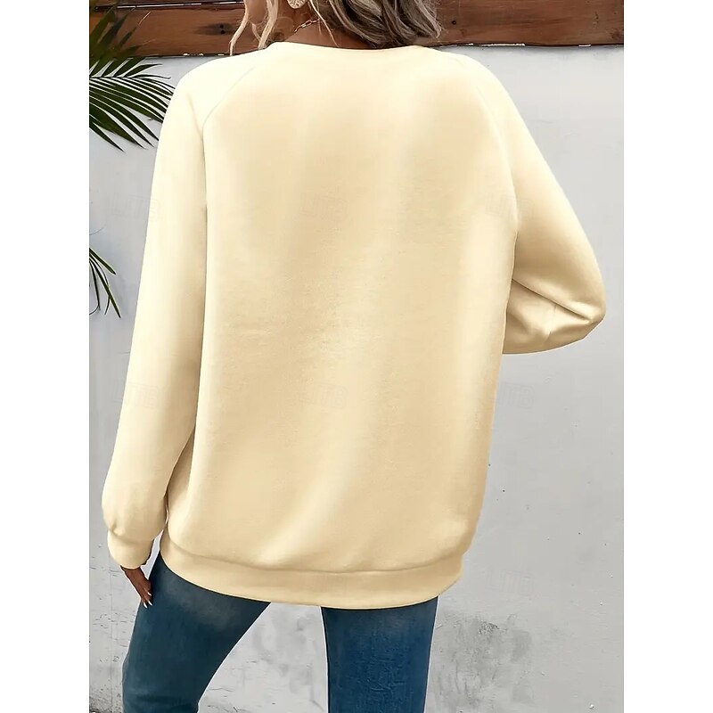 Women's Sweatshirts Graphic Letter Classic Casual Long Sleeve Crew Neck Regular Tops Casual Black White Red Beige Fall3