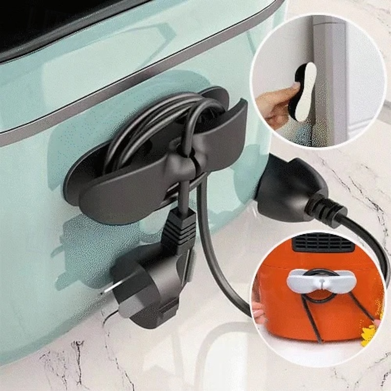 4Pcs Cord Organizer for Kitchen Appliances, Upgraded Cable Winder Holder, Black Cord Wrapper for Mixer, Coffee Maker, Air Fryer and Other Small Appliances