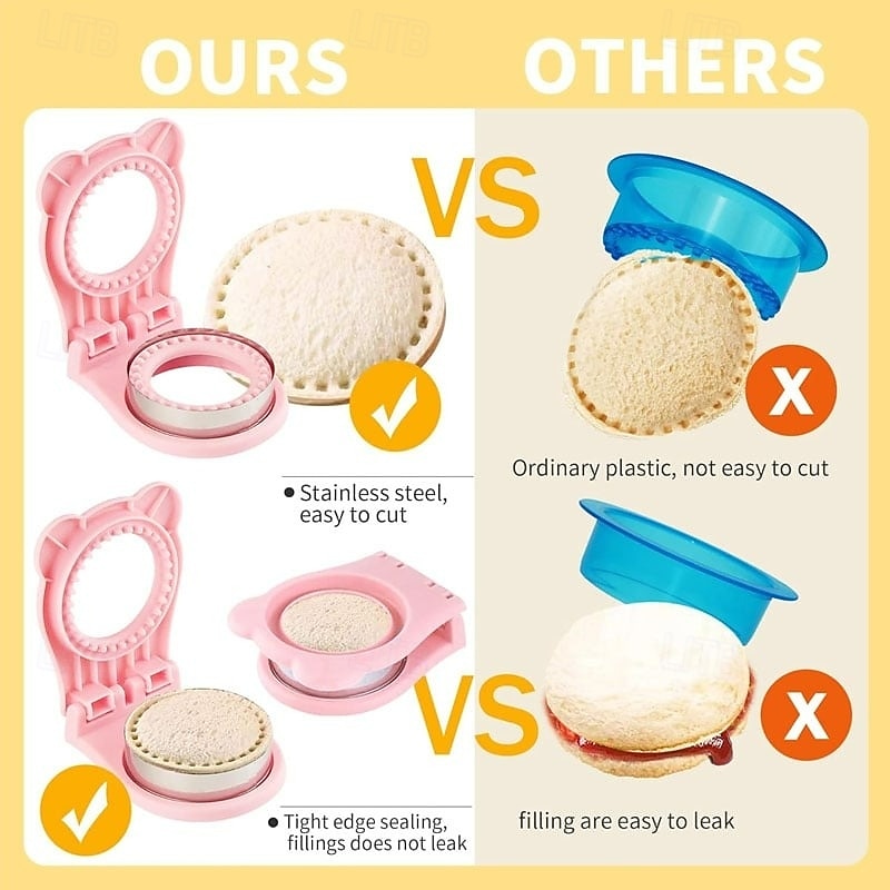 Sandwich Molds Cutter and Sealer Stainless Steel Bread Cutting Maker Tool Set for DIY Sandwich Toast Sealing Perfect Kitchen Accessory for Lunch Snacks Preparation3