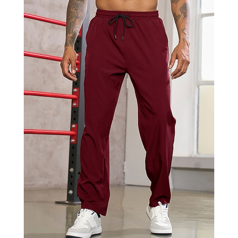 Men's Athletic Pants Trousers Casual Pants Running Pants Drawstring Pocket Elastic Waist Plain Comfort Sports Outdoor Daily Fashion Casual Black Wine Micro-elastic3