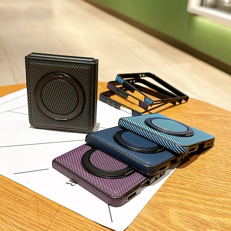 Phone Case For Samsung Galaxy Z Flip 7 Z Flip 6 Z Flip 5 Z Flip 4 Back Cover Kickstand Shockproof Retro TPU PU Leather4