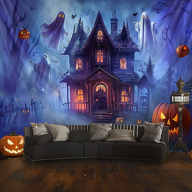 Halloween Tapestry Banners Wall Hangings Pumpkin Ghost Fantasy Dark Punk Gothic Style Party Dorm Shooting Backgrounds Home Decor3