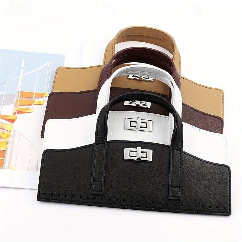 PU Leather DIY Knitting Bag Accessory Set - Handbag Handles and Lock Buckle for Yarn Weaving and Fabric Splicing Crafts