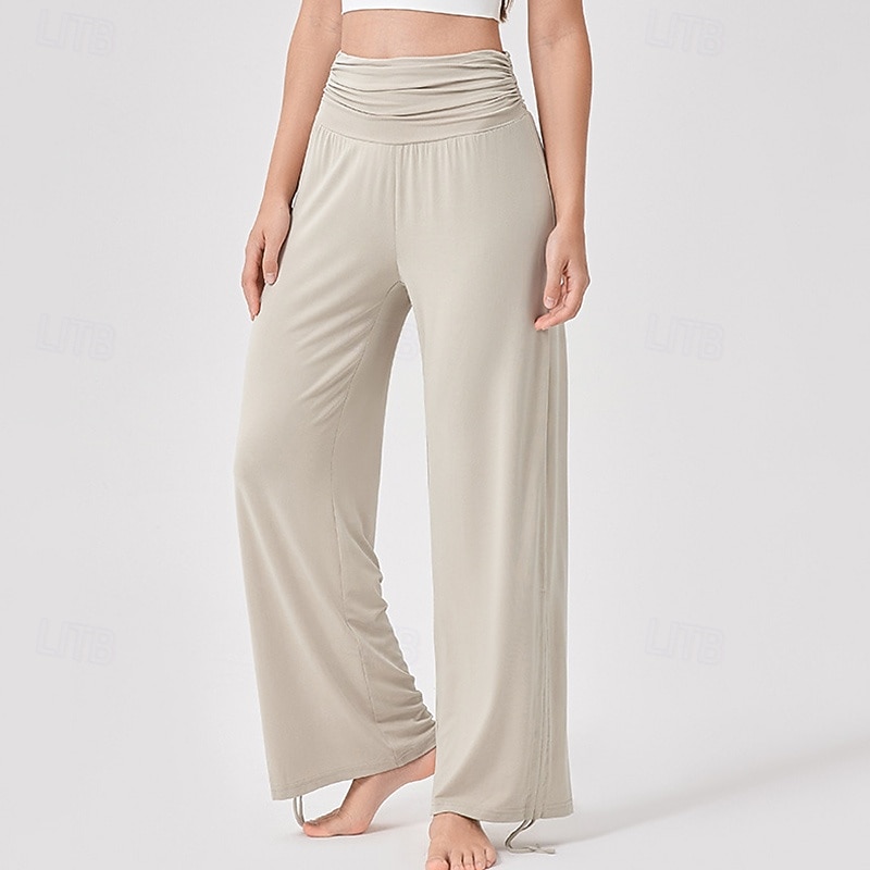 Women's Wide Leg Pants Drawstring Gym Dance Sports Bottoms Solid Color Black Yellow Purple Fall Sports Activewear4