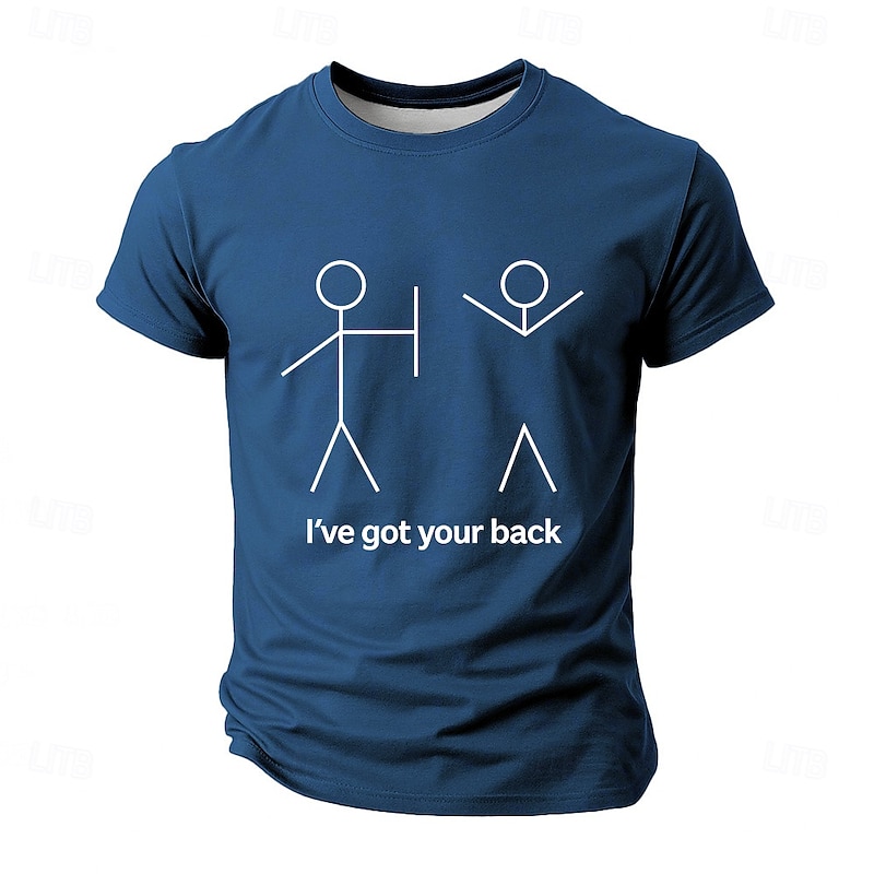 Mens Graphic T-Shirt, Funny 'I've Got Your Back' Pun Stick Figure Design Tee2