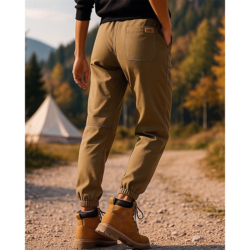 Women's Cargo Pants Hiking Pants Trousers Fleece Pants Thermal Pants Outdoor Regular Fit Thermal Warm Waterproof Windproof Pants / Trousers Elastic Waist Black Army Green Camping / Hiking Hunting Golf2