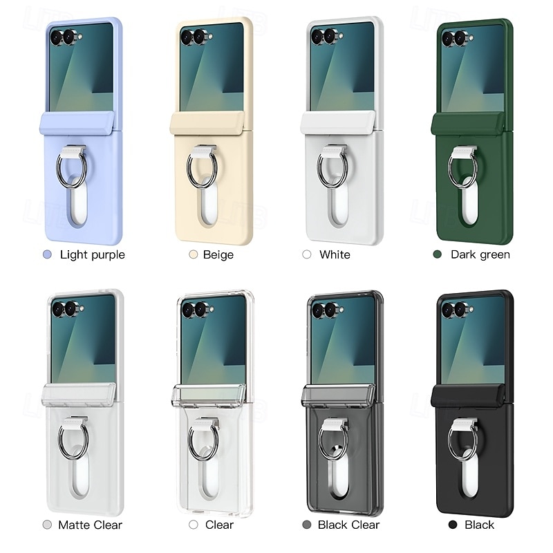 Phone Case For Samsung Galaxy Z Flip 7 Z Flip 6 Z Flip 5 Back Cover Ring Buckle Shockproof Retro PC