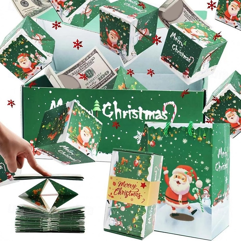 Christmas Explosion Gift Box Pop-Up Explosion Gift Box Surprise Jumping Box for Birthday Anniversary Valentine Proposal Diy Money Folding Envelope Surprise Holder Unique