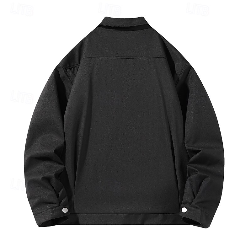 Men's Jacket Casual Jacket Outdoor Vacation Warm Zipper Pocket Fall Winter Plain Fashion Streetwear Standing Collar Regular Apricot Black Brown Jacket3