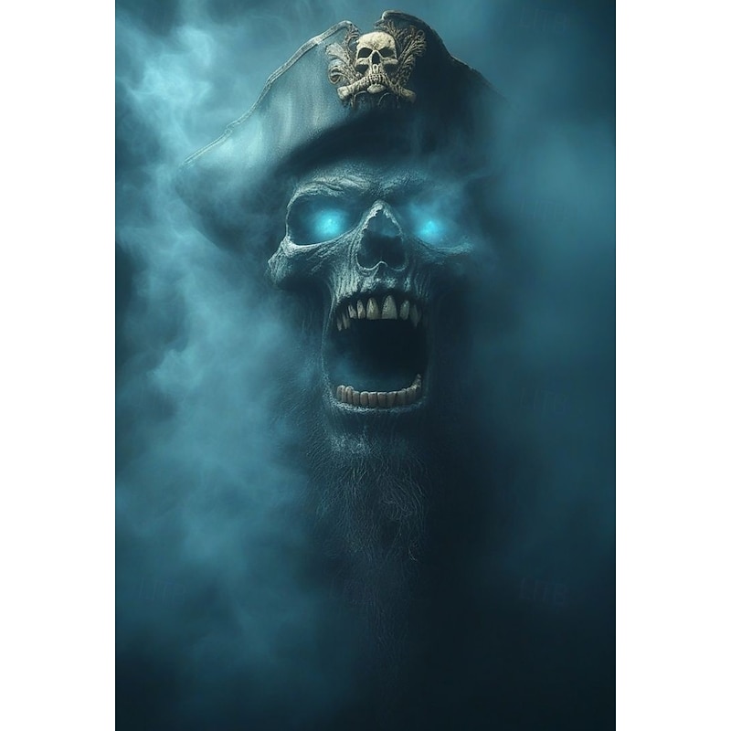 Halloween Men's Optical Illusion Grim Reaper 3D Pirate T Shirt Short Sleeve T shirt 3D Print Crew Neck Shirt Exaggerated Designer Horror Party Street Holiday Lake Blue Blue Green Summer Spring All4