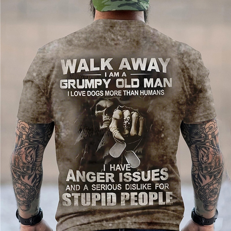 Men's Backprint T Shirt Short Sleeve T shirt 3D Print Crew Neck Shirt Fashion Daily Street Daily Blue Brown Dark Gray Summer Spring Clothing Apparel S M L XL XXL XXXL3